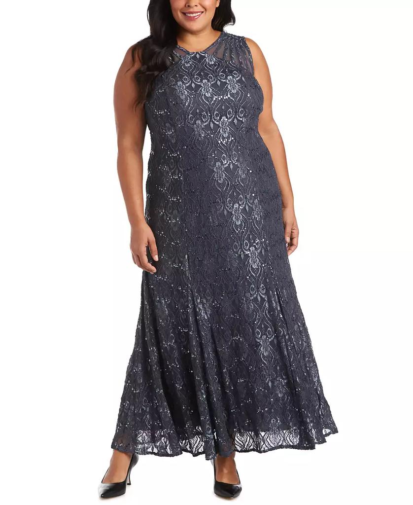 R & M Richards Plus Size Sequin Lace Gown