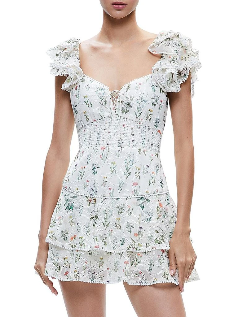 Alice + Olivia Hartford Floral Eyelet Romper 3