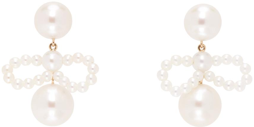 Sophie Bille Brahe White Bow Perle Earrings
