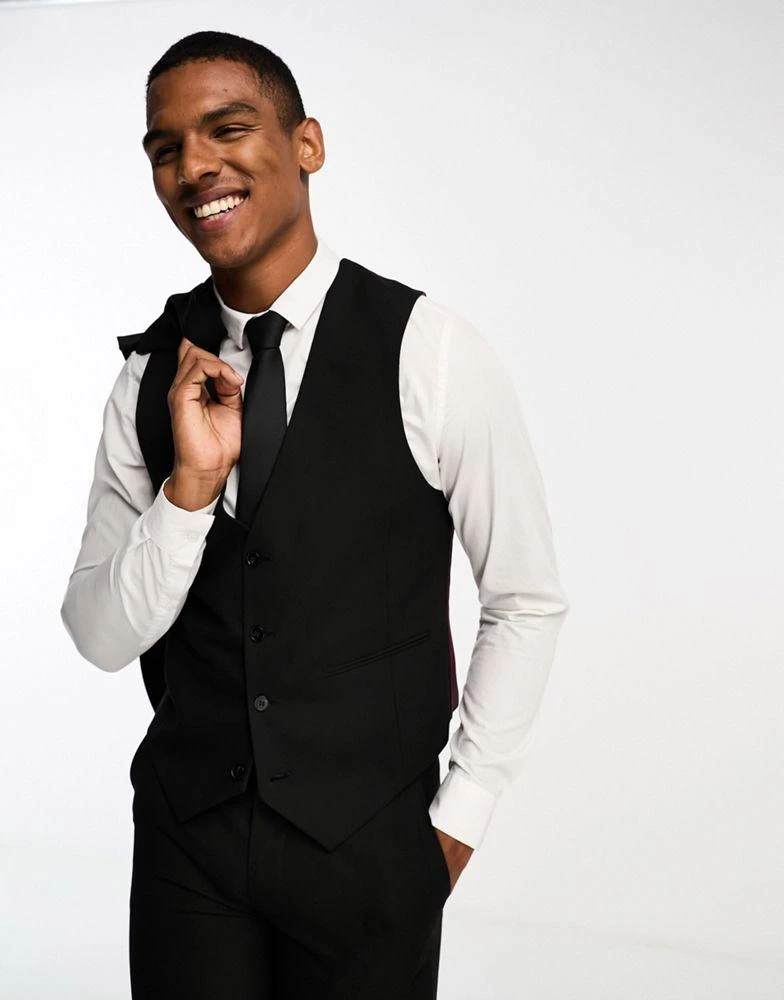 ASOS ASOS DESIGN slim suit waistcoat in black 1