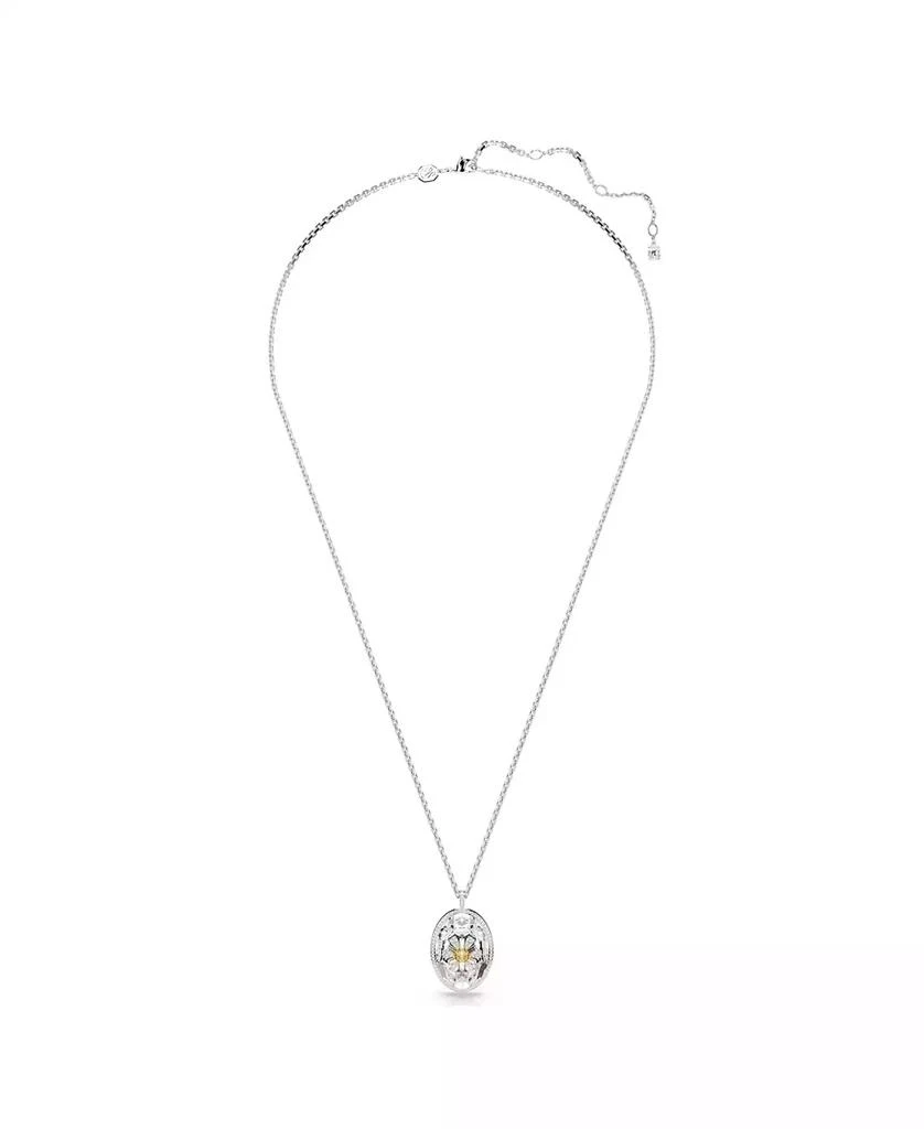 Swarovski Flower, Yellow, Rhodium Plated Idyllia Pendant Necklace 4