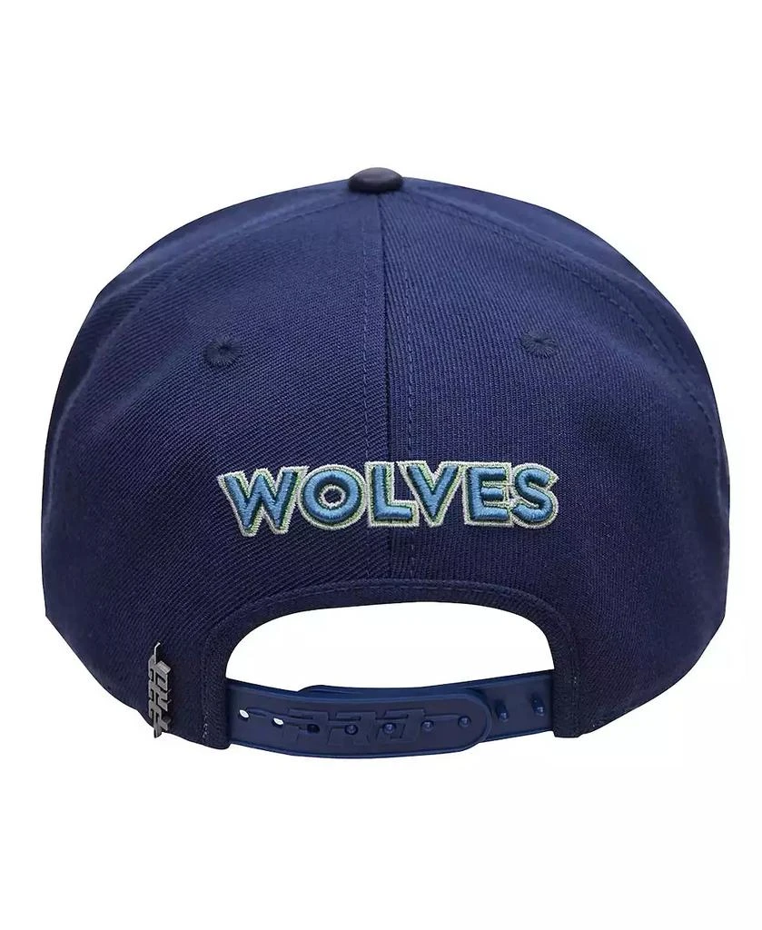 Pro Standard Men's Navy Minnesota Timberwolves Stacked Logo Wool Snapback Hat 3