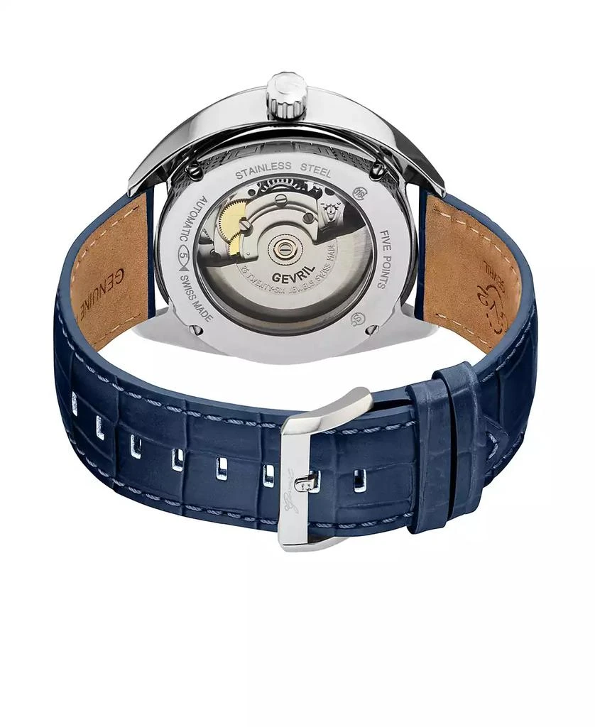 Gevril Men's Five Points Blue Leather Watch 40mm 3