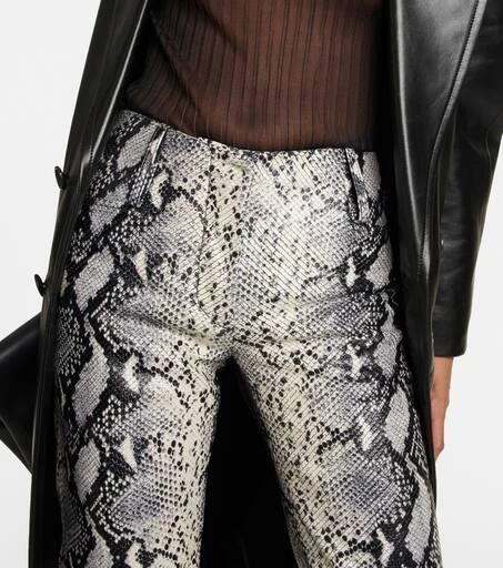 Victoria Beckham Snake-print straight leather pants 4