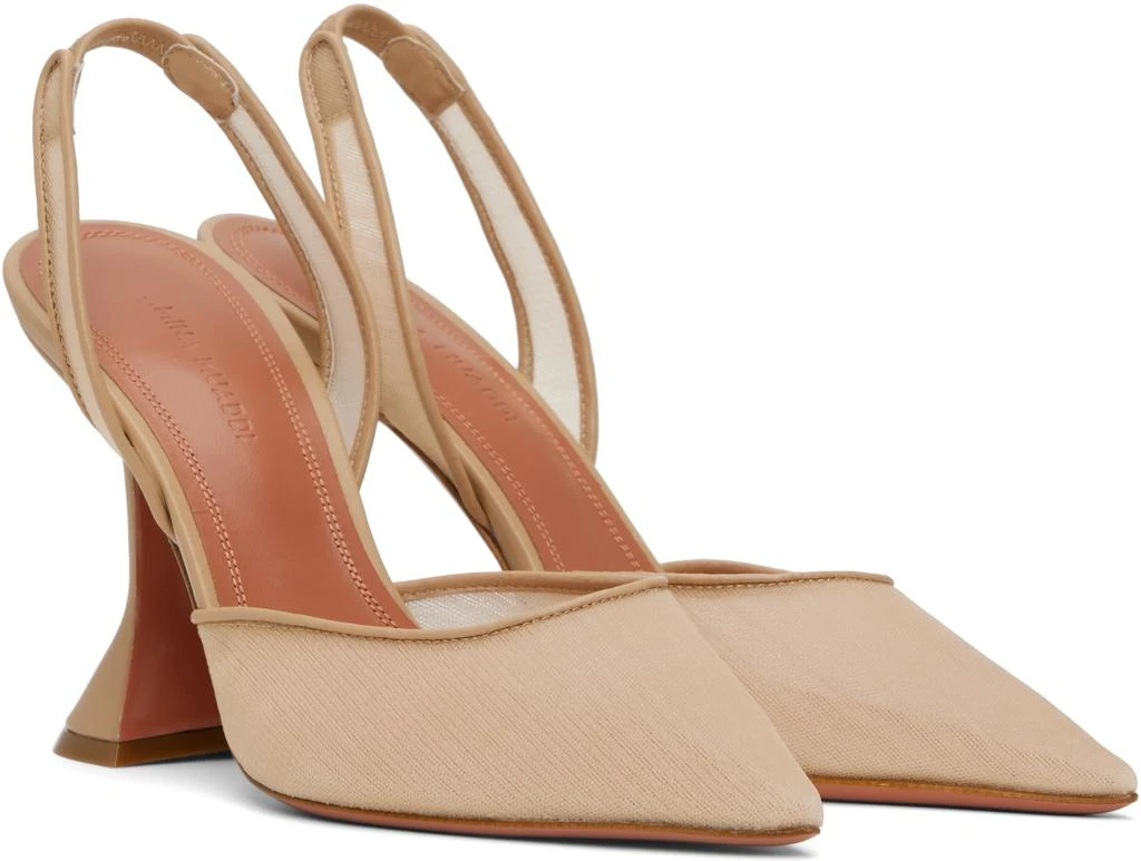 Amina Muaddi Beige Holli Mesh Sling 95 Heels 4