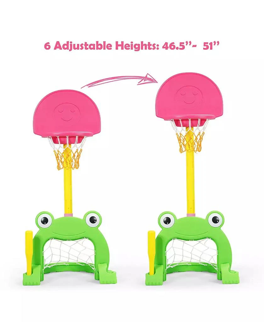 Costway 3-in-1 Kids Basketball Hoop Set Adjustable Sports Activity Center w/Balls 7