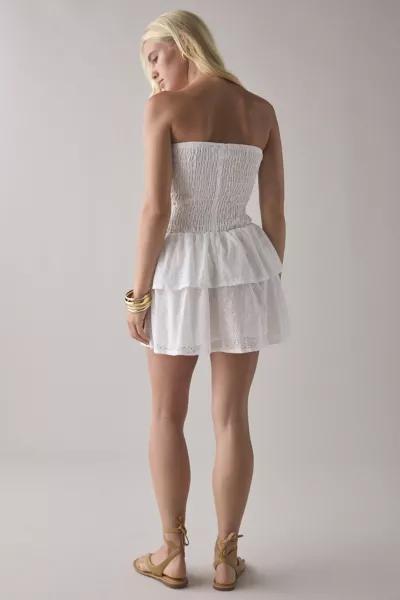 Daisy Street Daisy Street Broderie Bandeau Drop Waist Tiered Mini Dress
