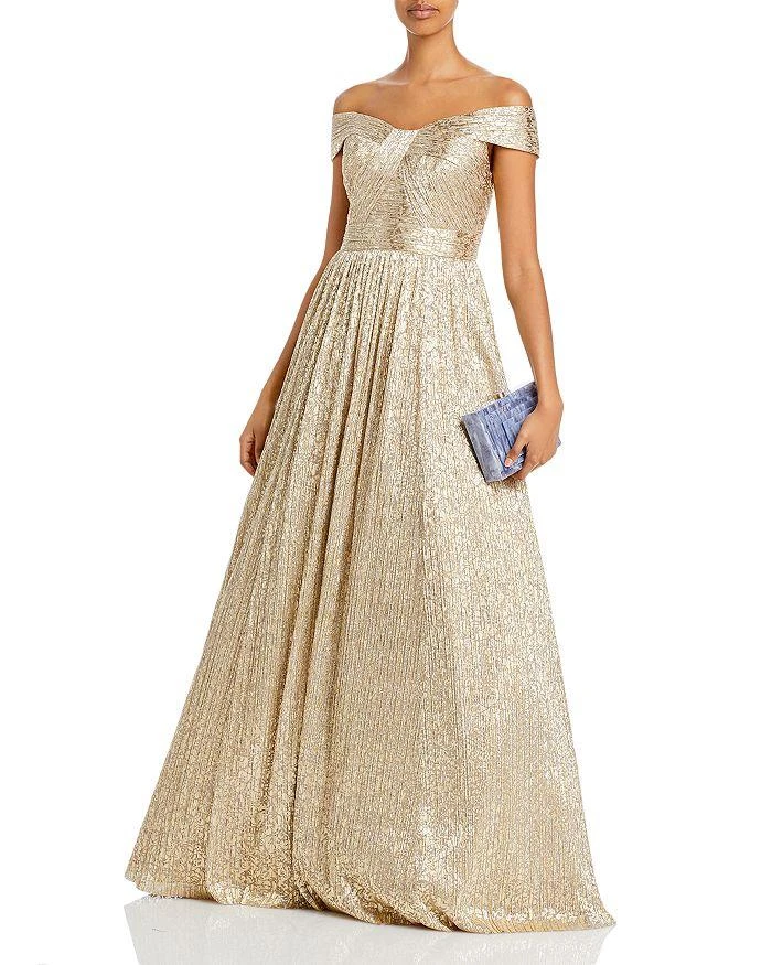 Aidan Mattox Metallic Off The Shoulder Gown 3