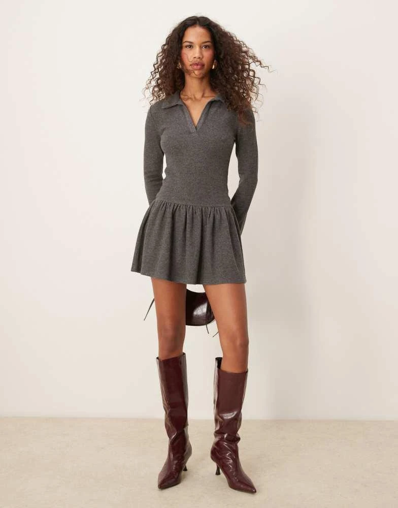 ASOS ASOS DESIGN polo super soft dropped waist dress in grey 1