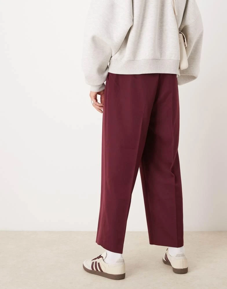 ASOS ASOS DESIGN smart balloon trousers with front pleat in burgundy 4