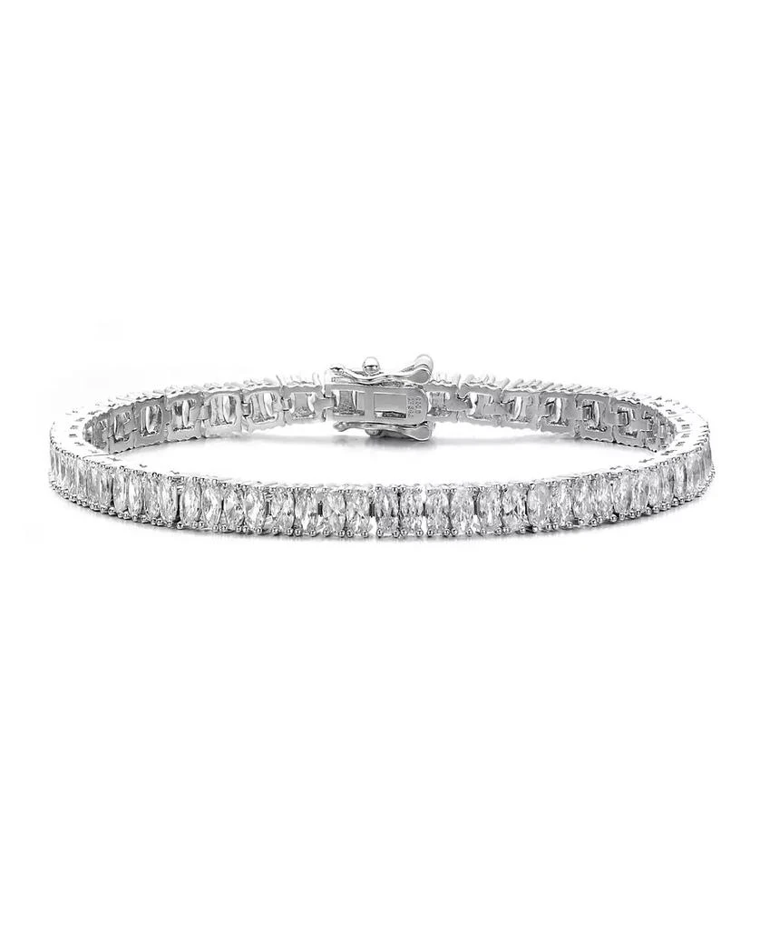 Rachel Glauber White Gold Plated with Clear Cubic Zirconias Tennis Bracelet