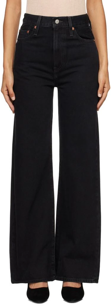 Levi's Black Ribcage Wide Leg Jeans 1