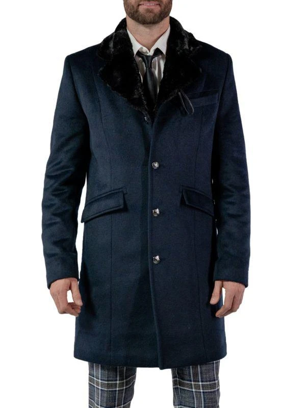 Woodpecker Faux Fur Trim Wool Blend Top Coat 1