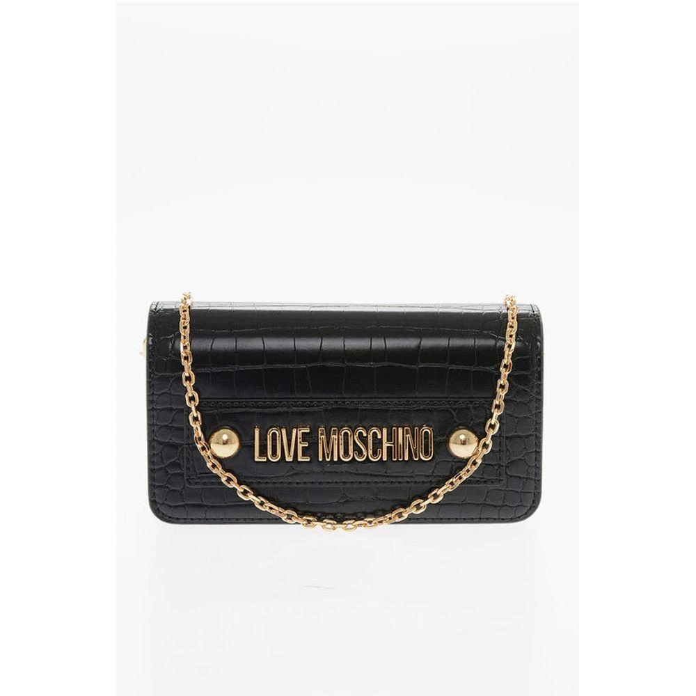 Moschino LOVE Faux Leather Crocodile Effect Bag with Embellished Women's gold 1