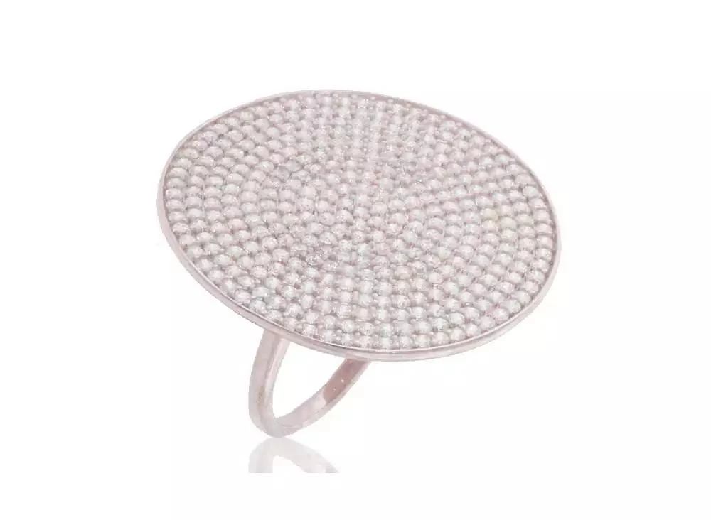 Suzy Levian New York Suzy Levian Sterling Silver Cubic Zirconia Pave Round Medallion Ring