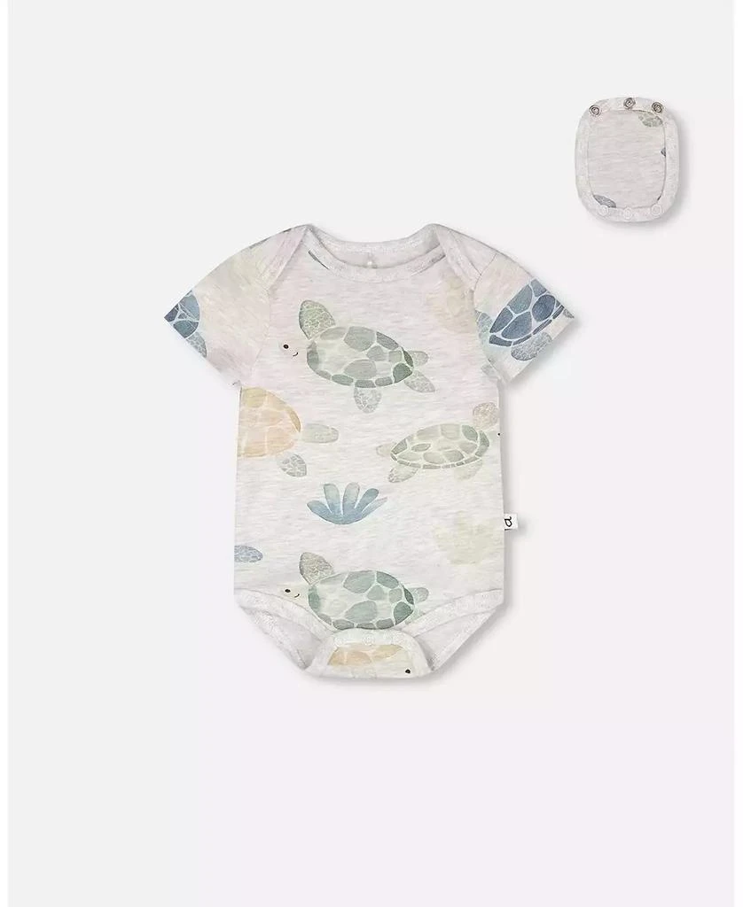 Deux par Deux Baby Boys Evolutive Cotton Jersey Onesie Grey Mix Turtle Print