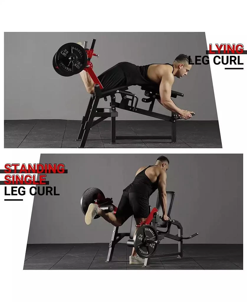 Mikolo Leg Extension and Curl Machine, Single Leg Extension, Lying Leg Curl, Standing Leg Curl, Adjustable Leg Exercise Bench with Plate Loaded, Leg Machine Home Gym 7