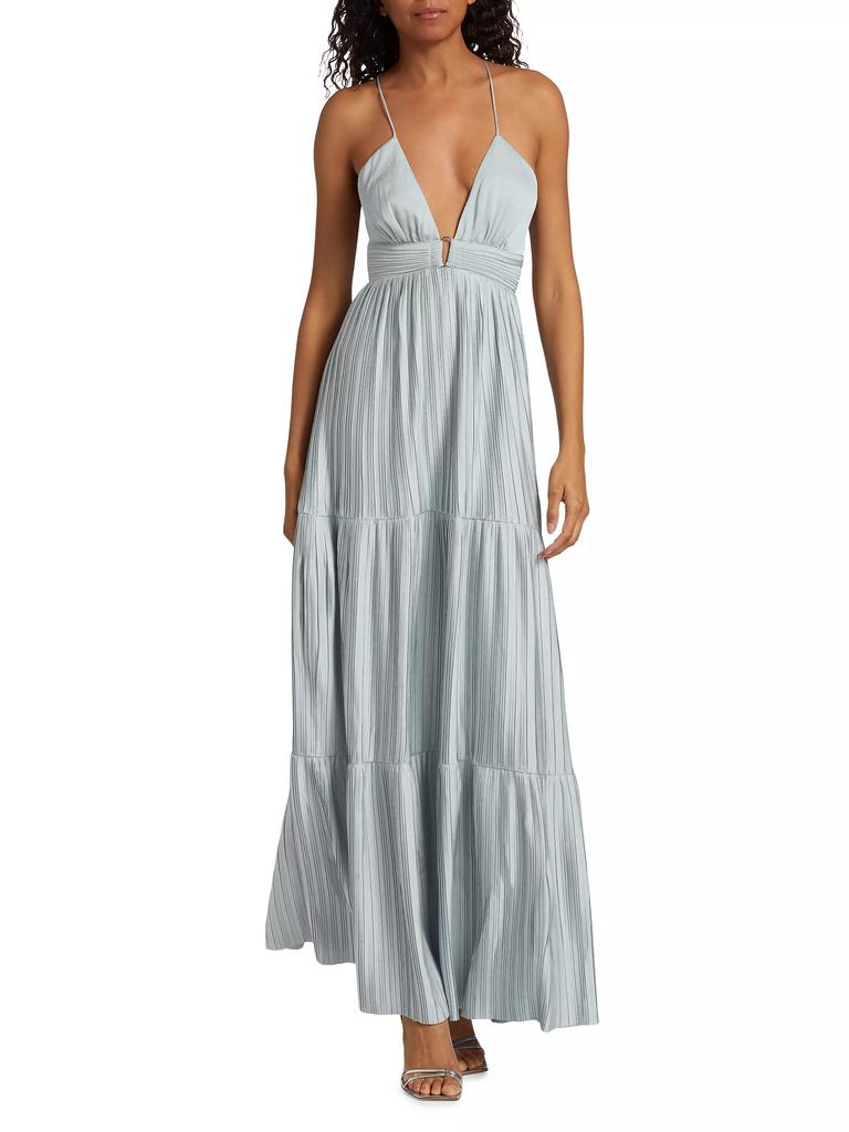 ba&sh Wasta Pleated Satin Plissé Maxi Dress
