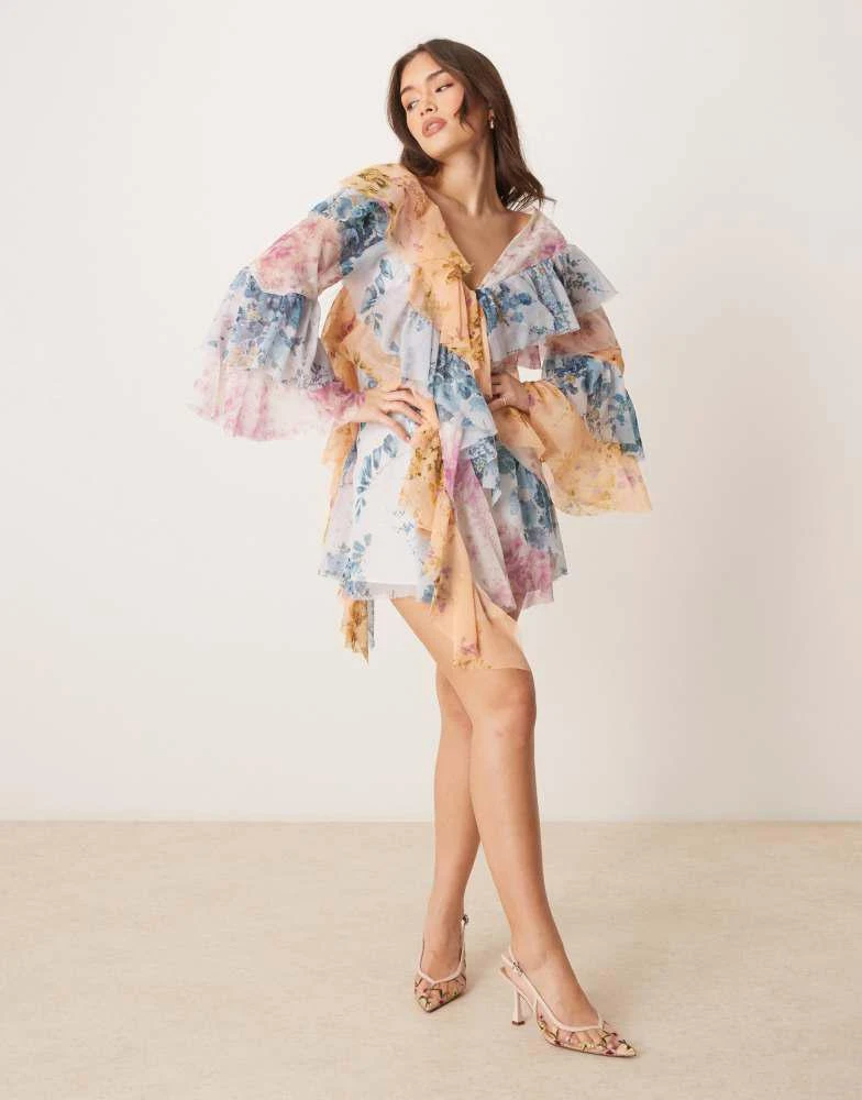 ASOS DESIGN long sleeve spliced mixed floral print frilly smock mini dress   On Sale Now with Up to 65% Off | Discover Exclusive Deals & Savings at  BeyondStyle  Authentic ASOS