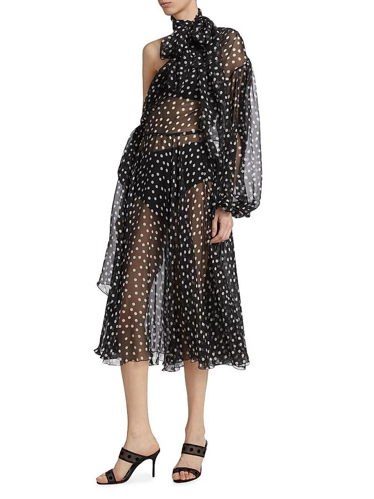 Dolce & Gabbana Sheer Polka Dot Chiffon Silk One-Shoulder Midi Dress 4