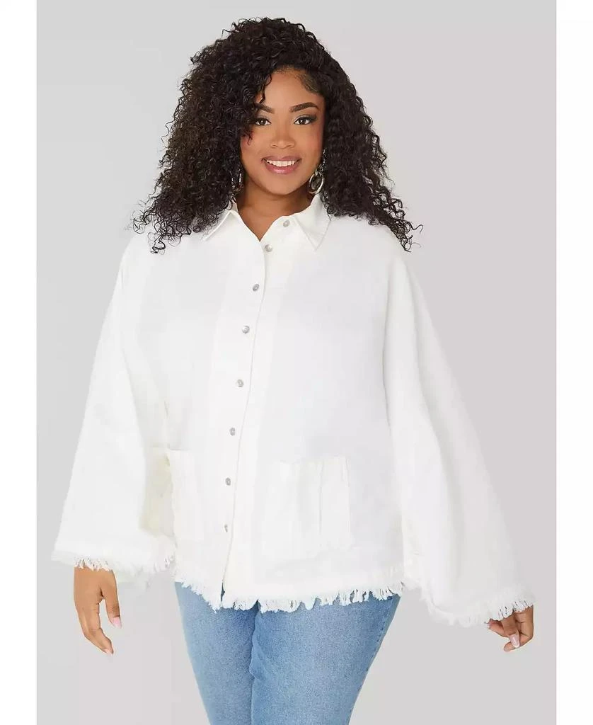 Ashley Stewart Women's Bell Sleeved Denim Poncho