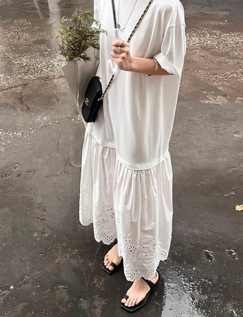 Pixie Market White Eyelet Tee Dress-PREORDER 3