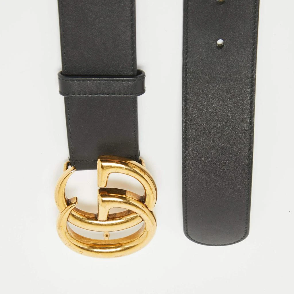 Gucci Gucci Black Leather GG Marmont Buckle Belt 70CM 3
