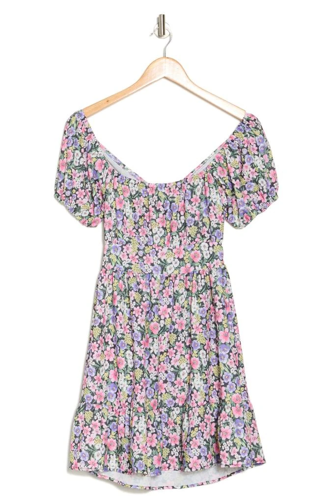 Velvet Torch Floral Puff Sleeve Babydoll Dress 3