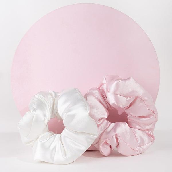 brushworks brushworks Large Cloud Scrunchies 2 Pack - Pink and White