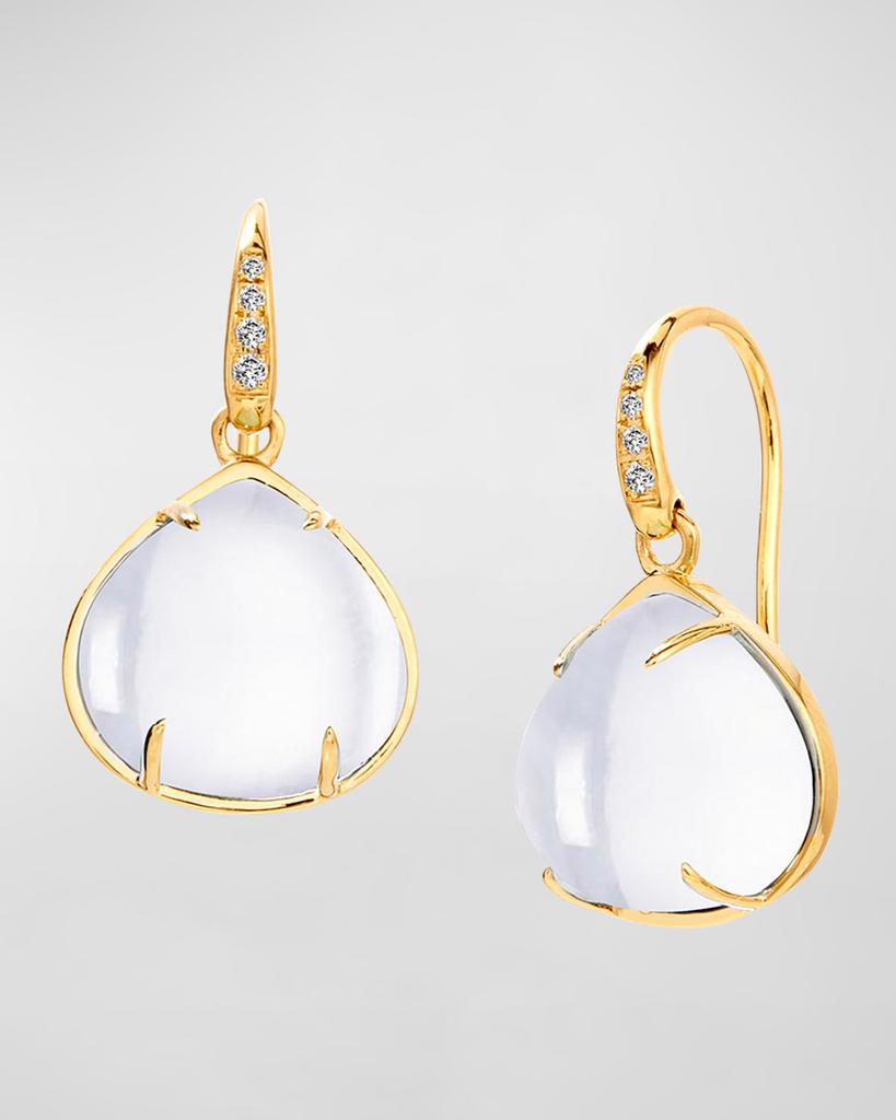Syna 18K Diamond and Heart Cabochon Dangle Earrings