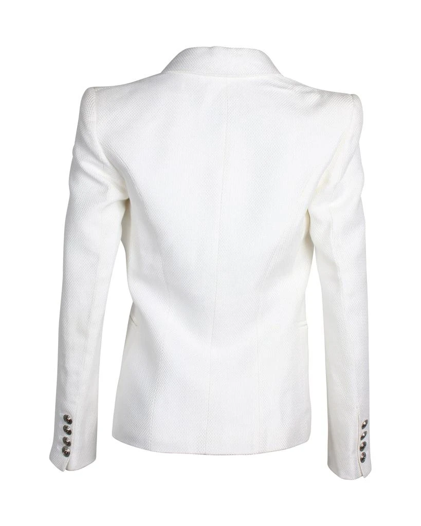 PIERRE BALMAIN Peak Lapel Double-Breasted Blazer in White Cotton 3