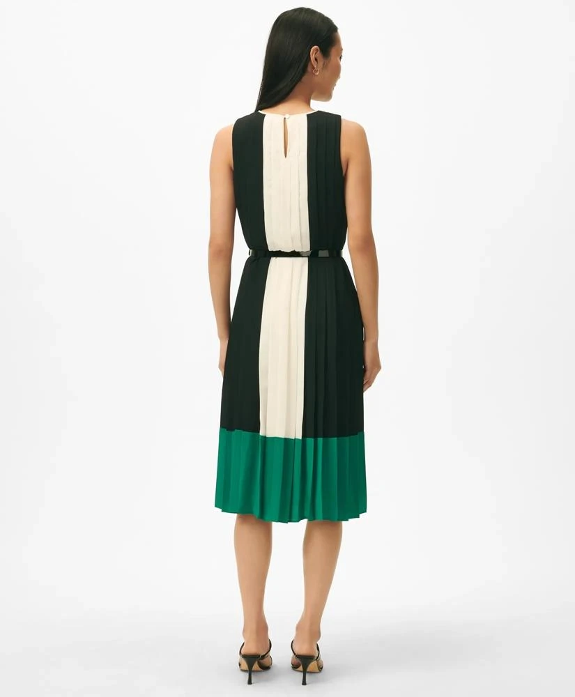 Brooks Brothers Colorblock Pleated Belted Dress in Crepe 3