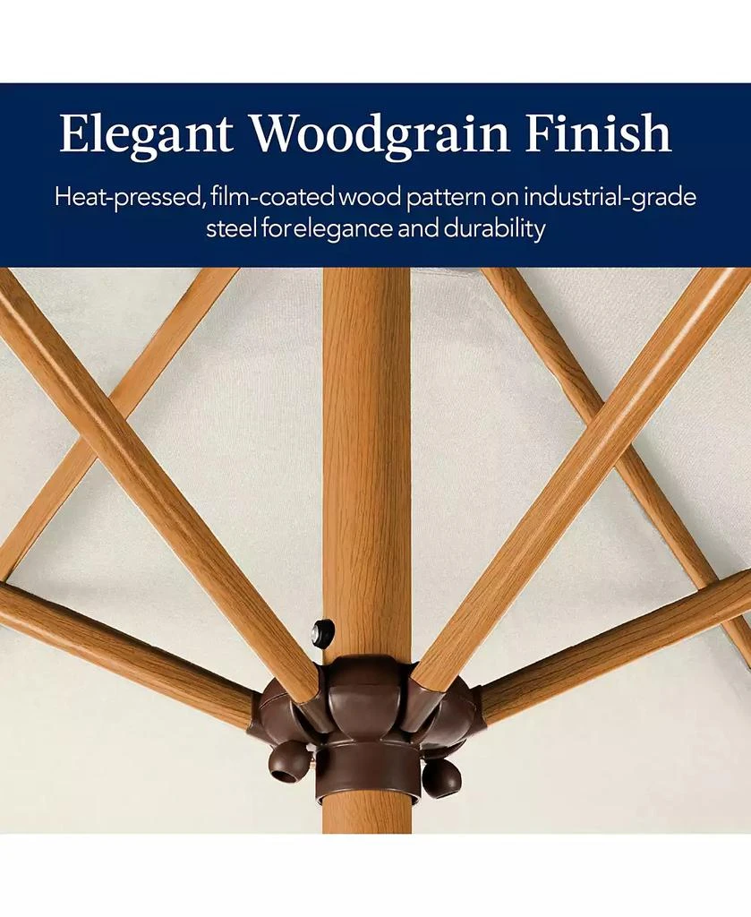 Best Choice Products 10ft Outdoor Woodgrain Pattern Steel Market Patio Umbrella w/ Crank, Tilt 3