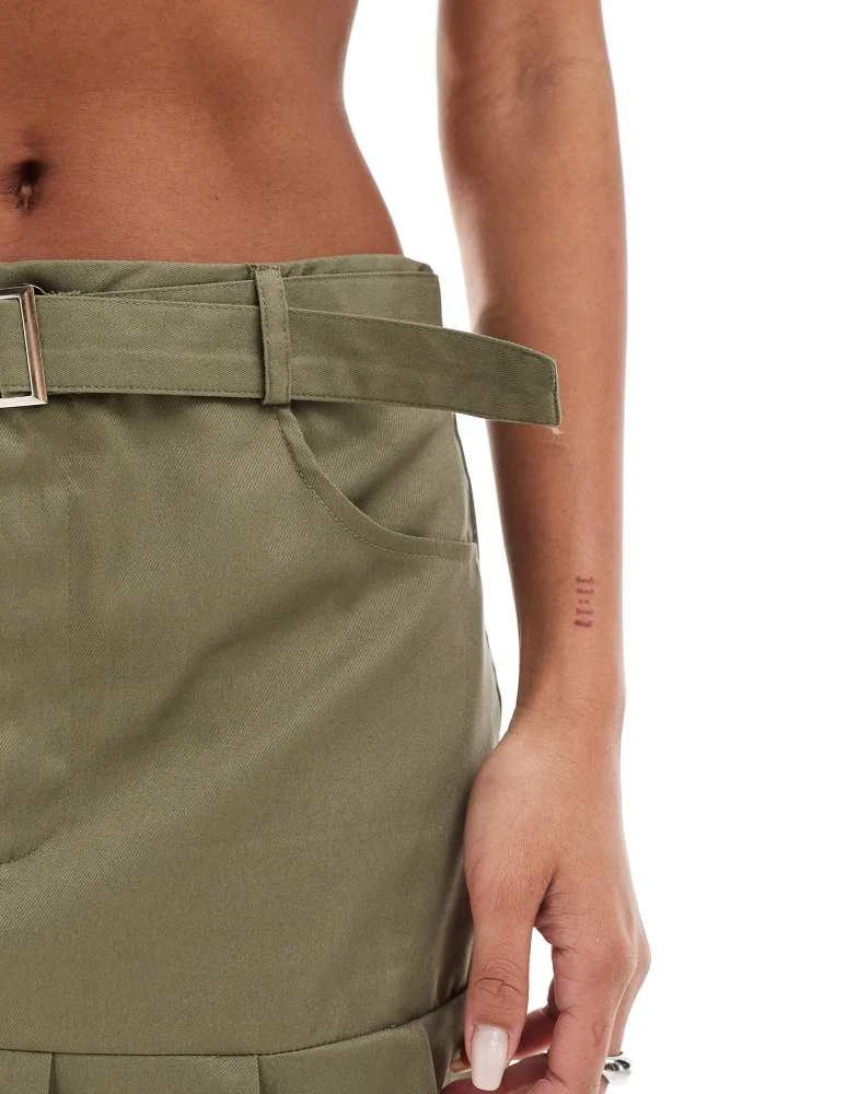 Missyempire Missyempire pleated hem mini skirt co-ord in khaki 4