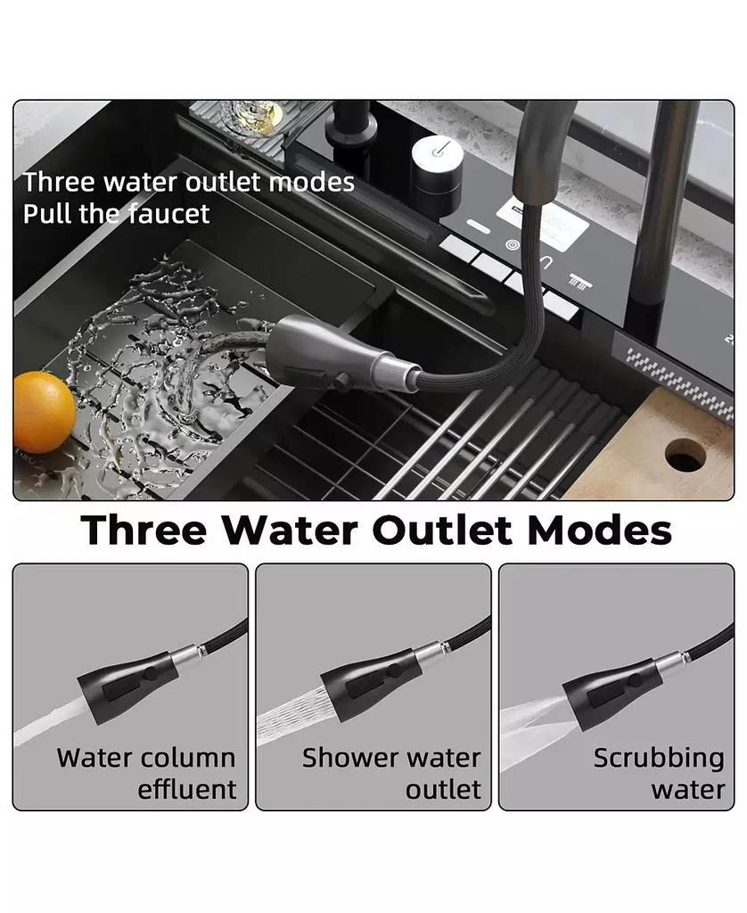 LALAHOO 31.5-Inch Drop-In Single Bowl 304 Stainless Steel Kitchen Sink, Pull-Down Faucet Kitchen Set 5