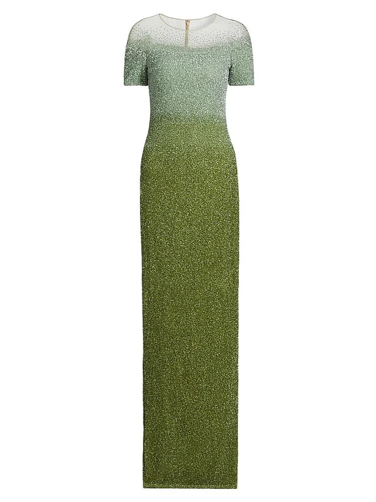 green emerald velvet dress Primavera Couture 4034 Ombre Cocktail Dress Sequin V-Neck Deep V Back Homecoming Short Dress 4 / Midnight main image 1