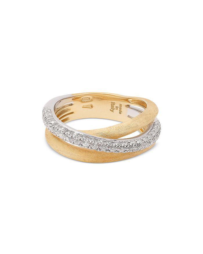 Marco Bicego 18K Yellow & White Gold Jaipur Link Alta Diamond Three Strand Ring
