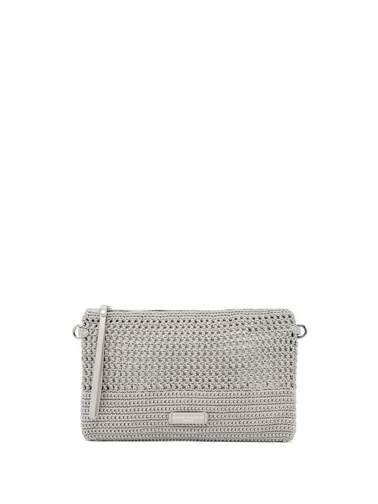 Gianni Chiarini Gray Victoria Clutch Bag In Crochet Fabric 1