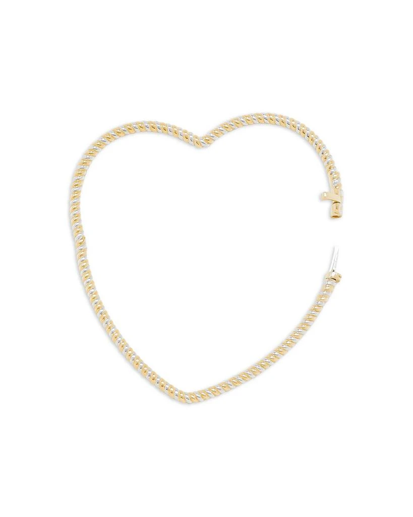 Yvonne Léon 9K White & Yellow Gold Jonc Coeur Torsade Ridged Heart Bangle Bracelet 3