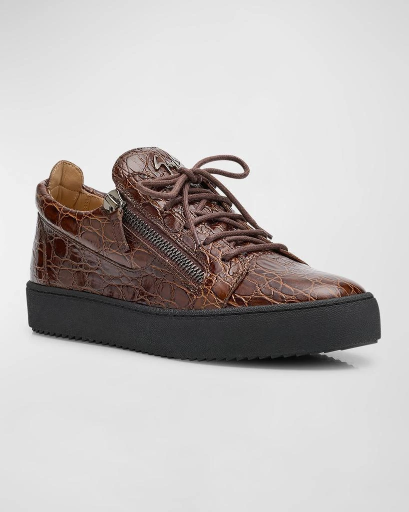 Giuseppe Zanotti Men's Morpheus Croco Dual-Zip Sneakers 2