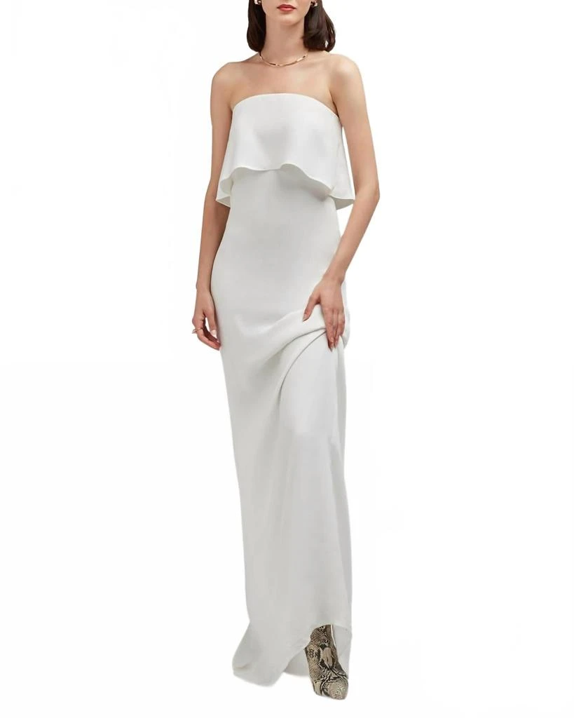Careste Chiara Foldover Strapless Gown In Brilliant White