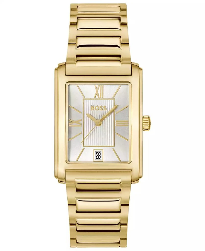 Hugo Boss Men's Principle Dress Quartz Basic Calendar Ionic Plated Thin Gold Steel Watch, 28 x 39mm 1