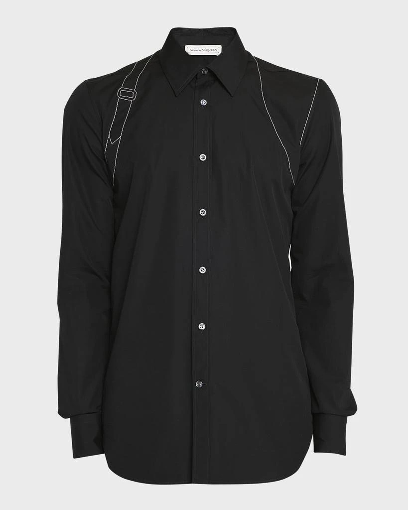 Alexander McQueen Men's Contrast-Stitch Harness Dress Shirt 1