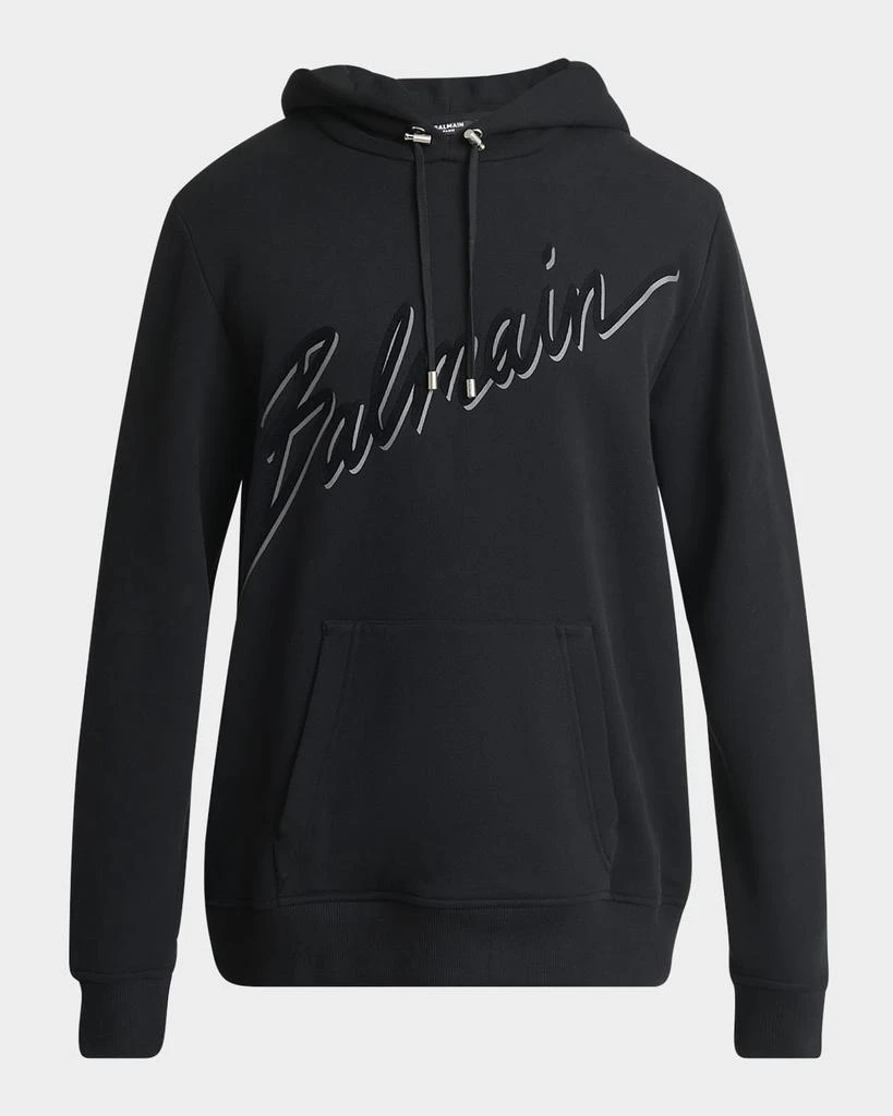 Balmain Men's Flocked Script Hoodie 1