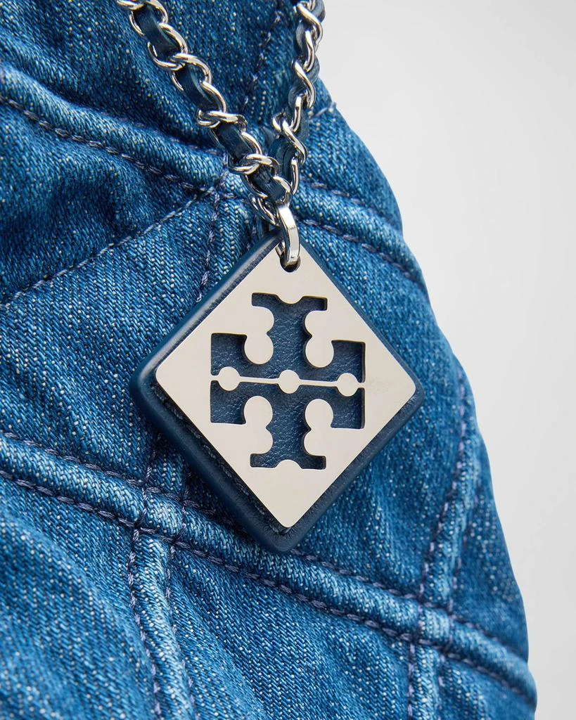 Tory Burch Fleming Drawstring Denim Hobo Bag 5