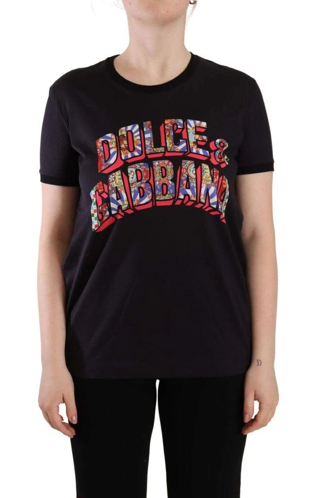 Dolce & Gabbana Dolce & Gabbana Black Logo Print Cotton Crew Neck Tee T-shirt 1