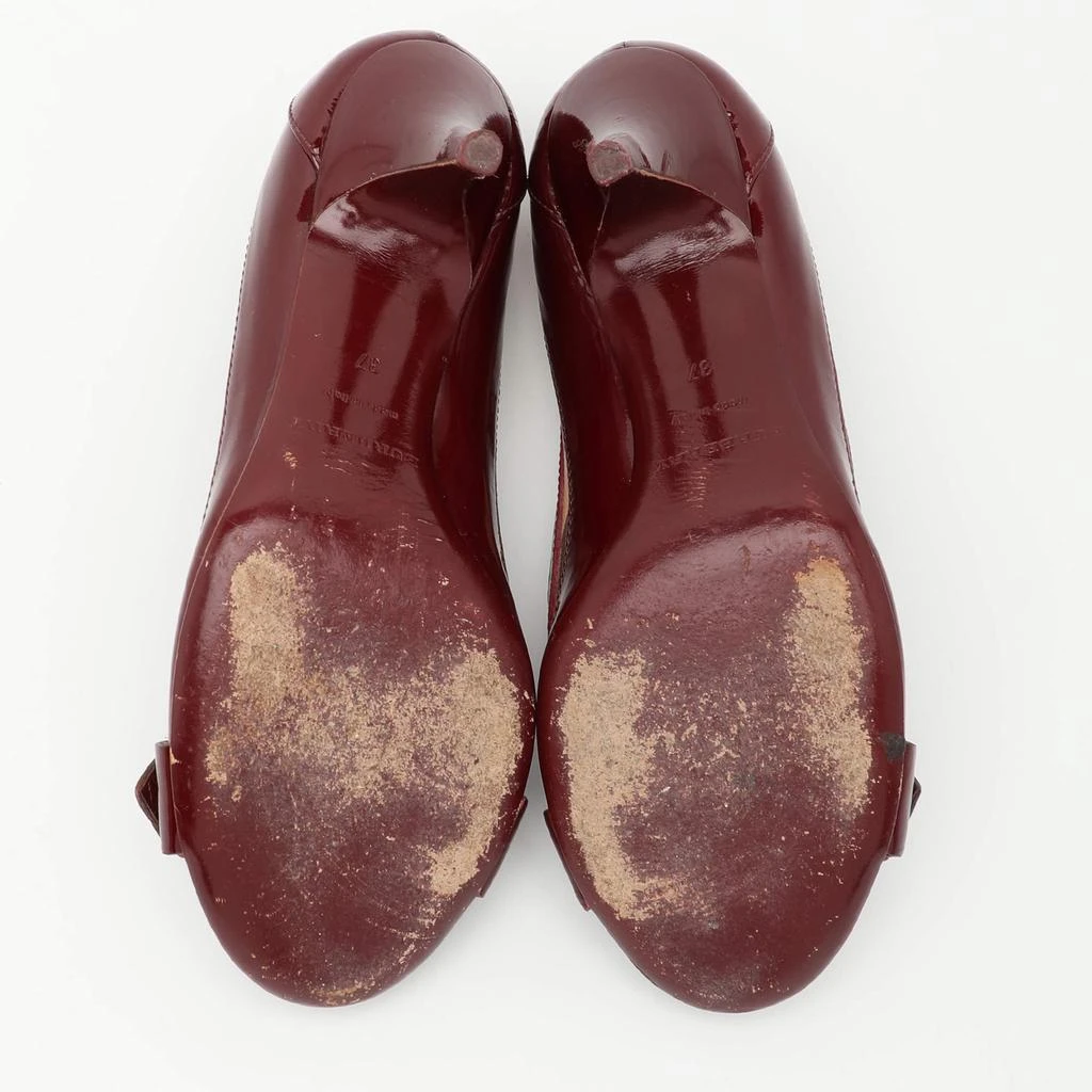 Burberry Burberry Burgundy Patent Leather and Coated Canvas Buckle Detail Pumps Size 37 6