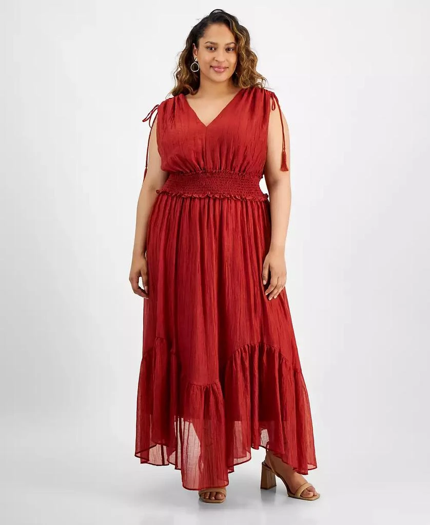 Taylor Plus Size V-Neck Sleeveless Handkerchief Hem Maxi Dress 1