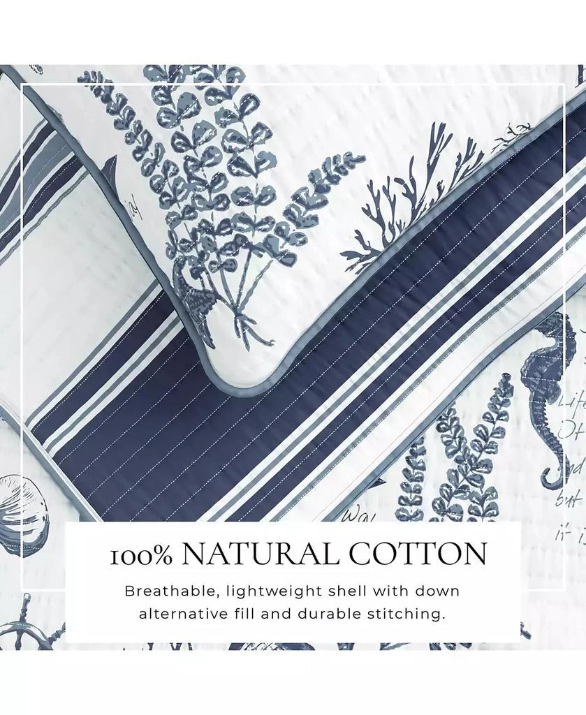 Linery 
Co Cotton Stitched Reversible Coastal 3 Piece Quilt and Sham Set 2