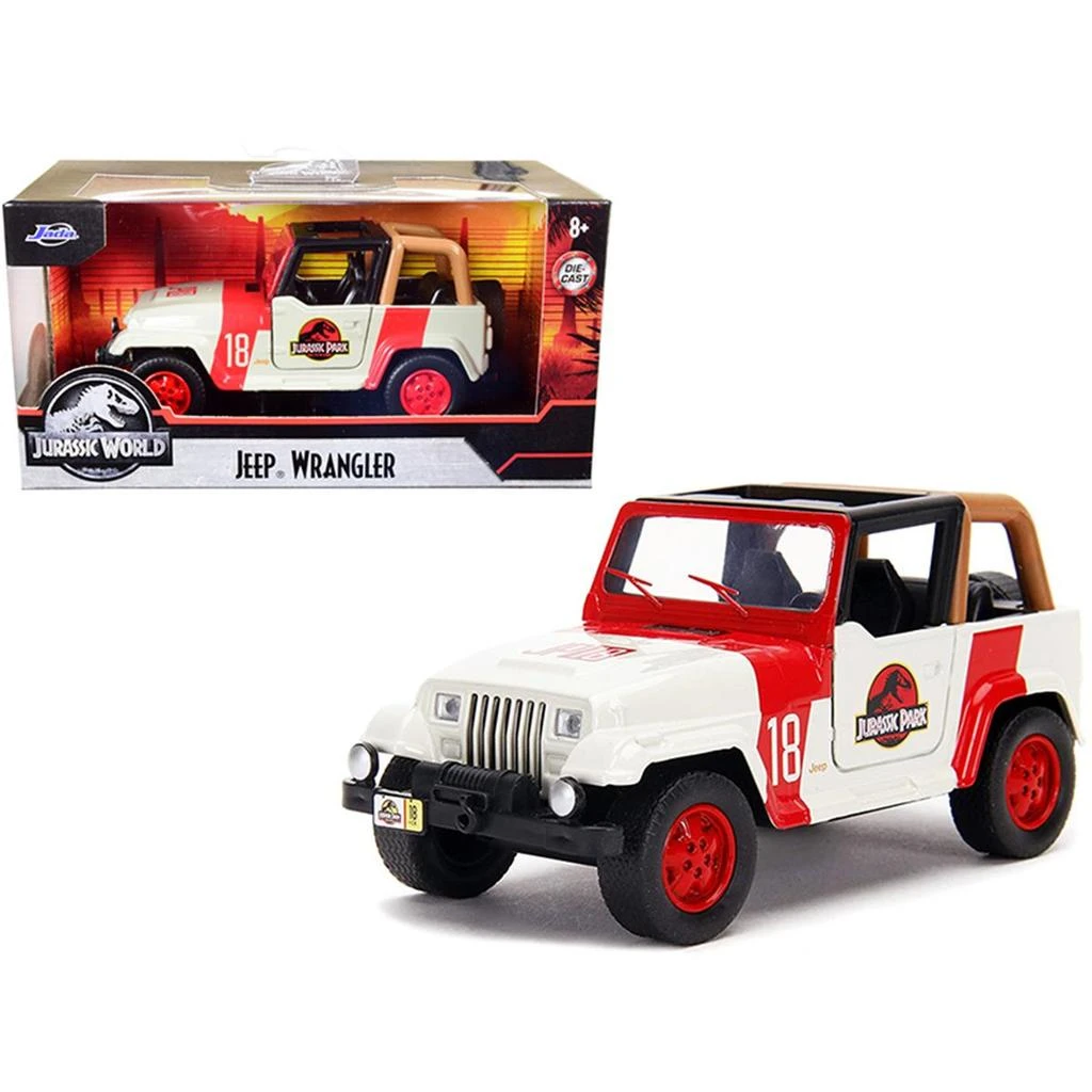 Jada Toys Jada  Jeep Wrangler No.18 Jurassic Park Red & Beige Jurassic World 1-32 Scale Diecast Model Car 1